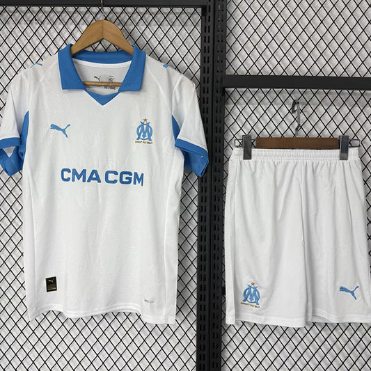 25-26 Marseille Home Kids Soccer Jersey